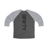 5050bmx Distressed Eagle/50FIFTY (Premium Heather / Vintage Black) Unisex Tri-Blend 3\4 Raglan Tee