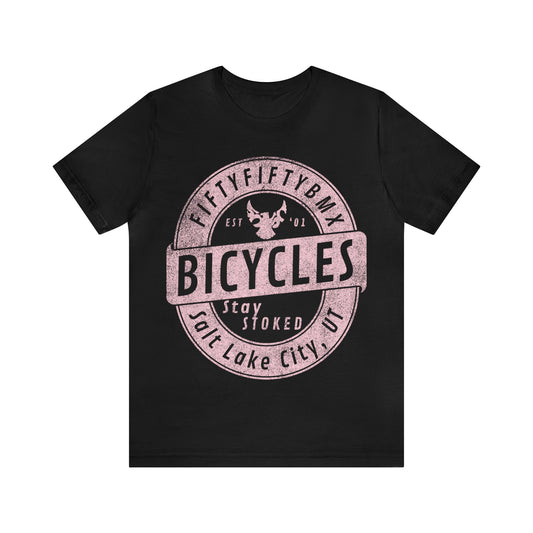 5050bmx Stay Stoked (Front Print) (Pink) - Short Sleeve Tee