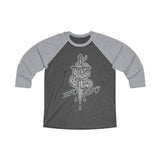 5050bmx Snake Dagger (Premium Heather / Vintage Black) Unisex Tri-Blend 3\4 Raglan Tee