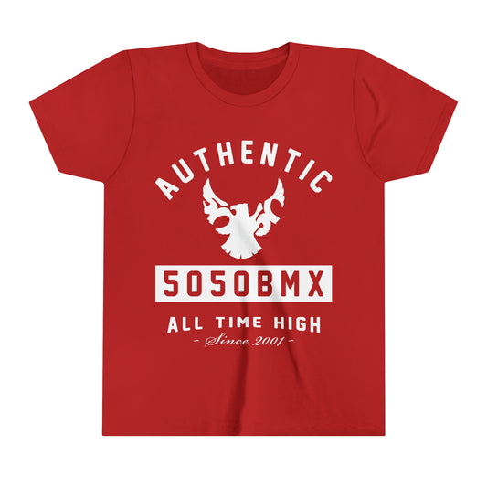 5050bmx All Time High (Front Print) (White) - Youth Short Sleeve Tee