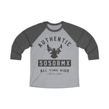 5050bmx Authentic All Time High (Black) Unisex Tri-Blend 3\4 Raglan Tee