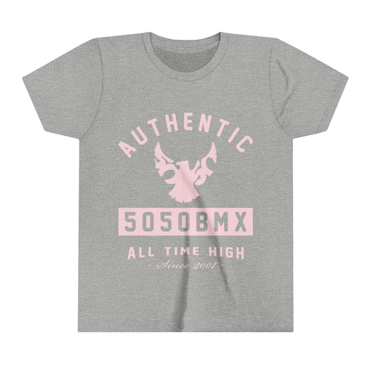 5050bmx All Time High (Front Print) (Pink) - Youth Short Sleeve Tee