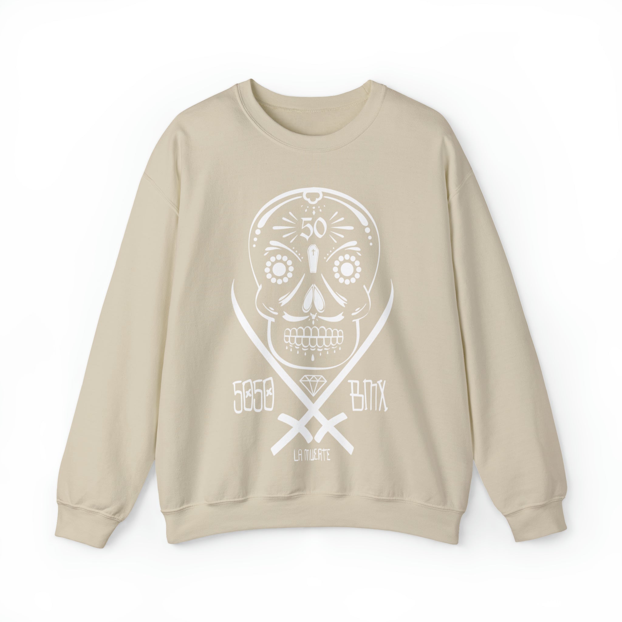5050bmx La Muerte Skull Crewneck Sweatshirt (White)
