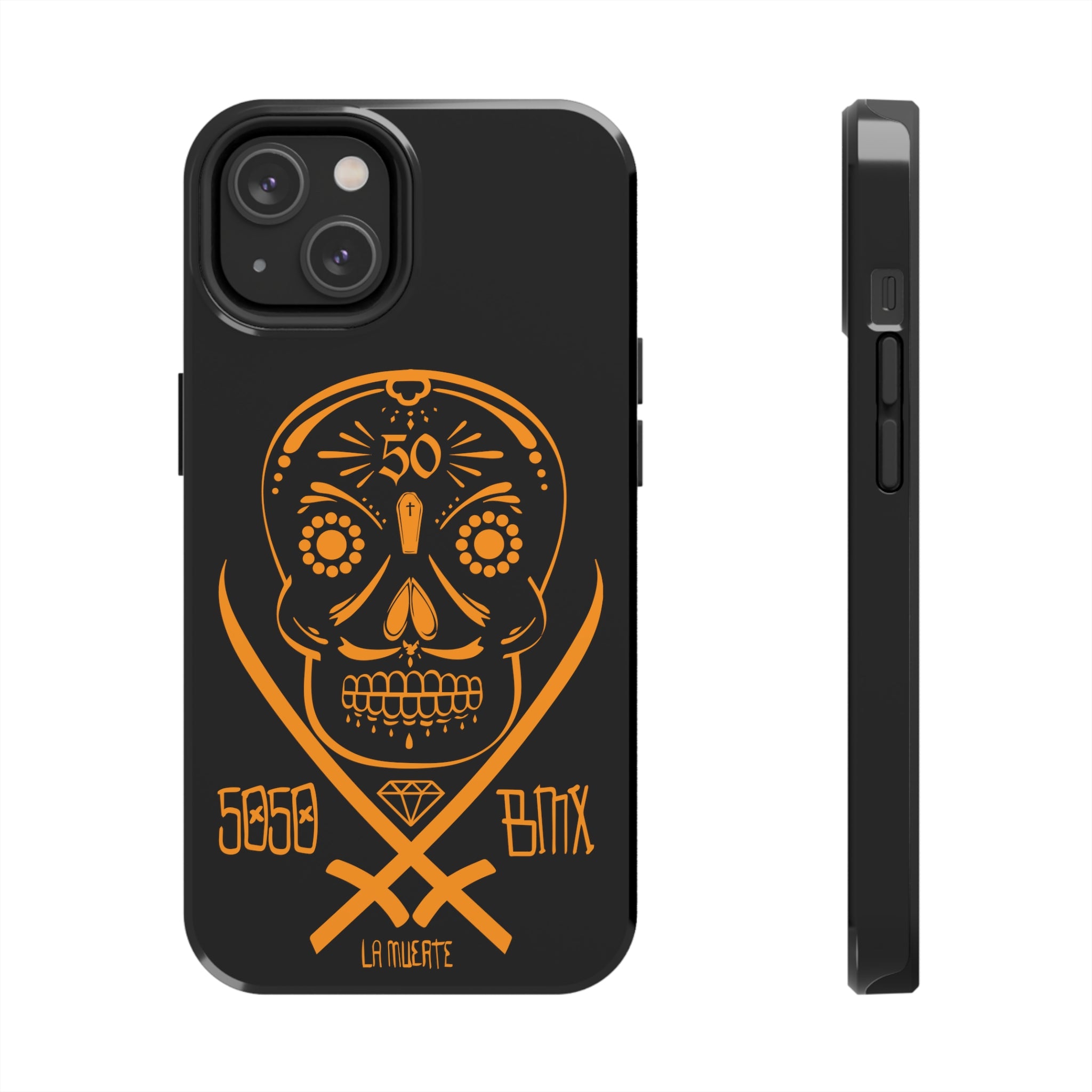 5050bmx La Muerte Skull Tough iPhone 14 Phone Case