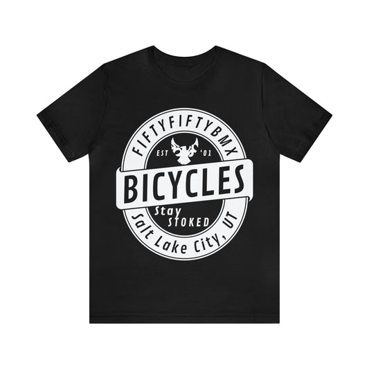 5050bmx Stay Stoked (Front Print) (White) - Short Sleeve Tee